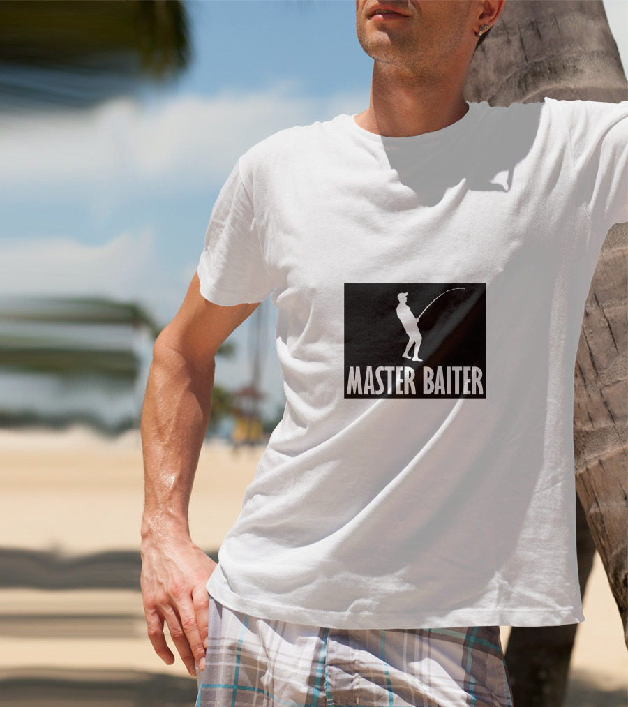 Master Baiter Fishing Silhouette Joke T-Shirt