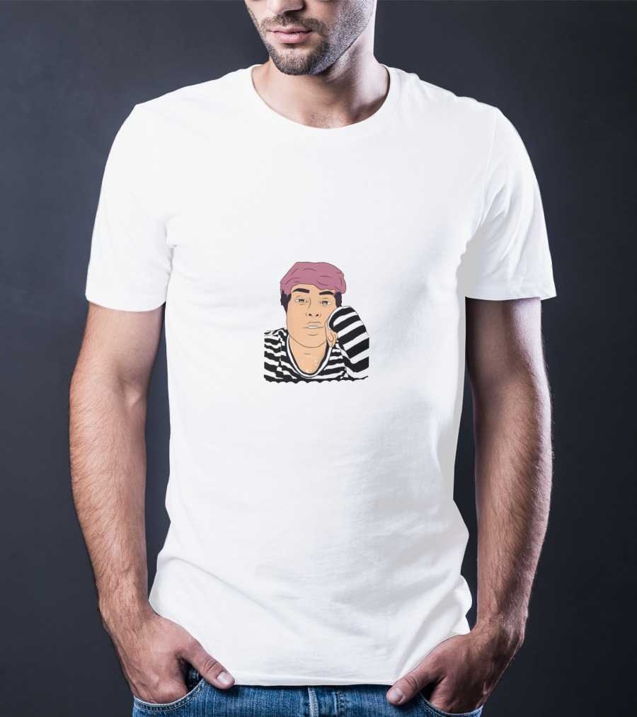 Jake Webber Striped Shirt And Pink Hat Drawing T-Shirt