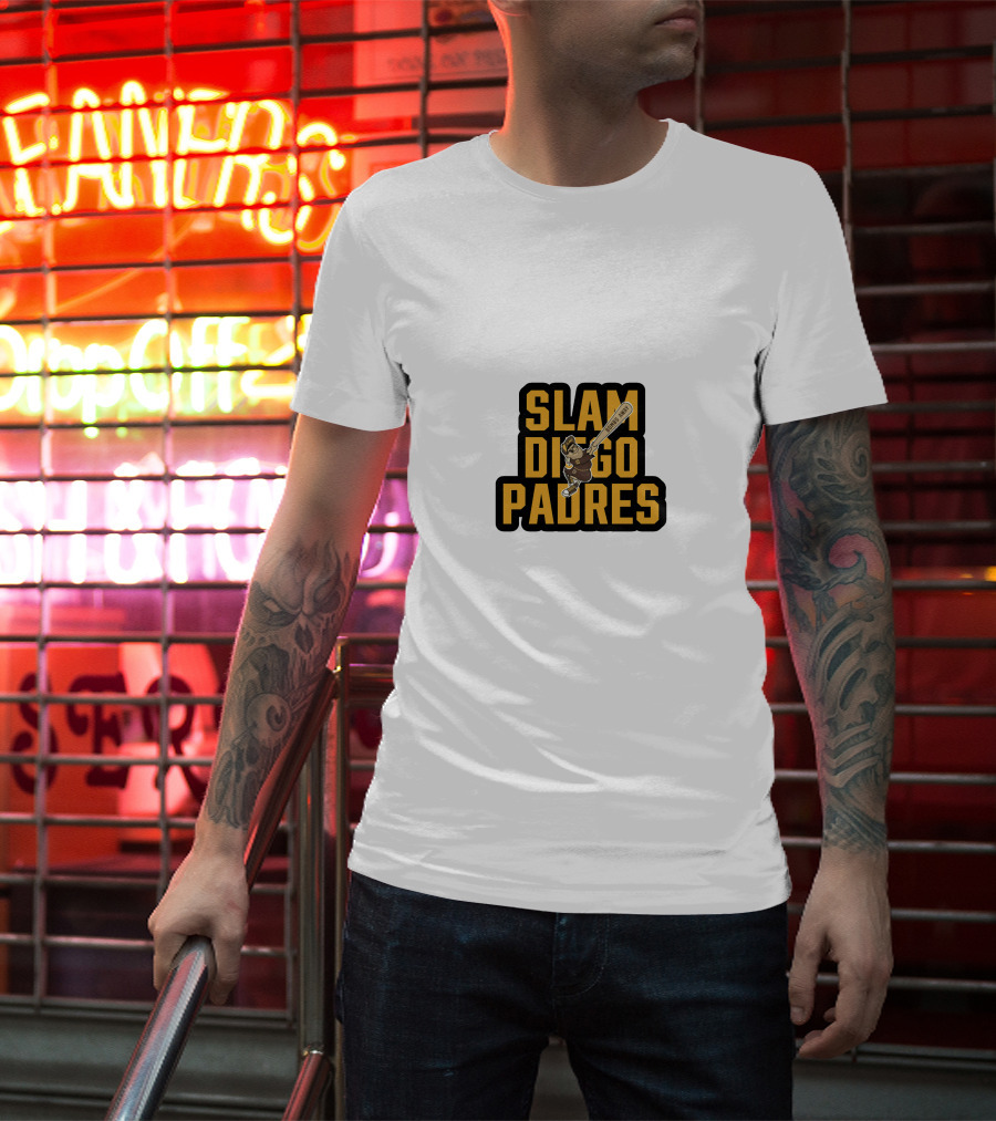 Slam Diego Padres Baseball Batting Comic T-Shirt