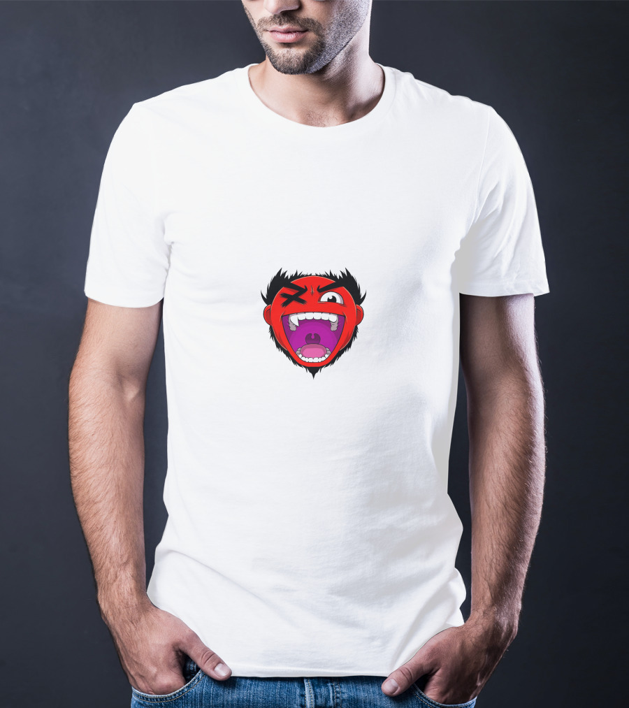 Cartoonz Screaming Red Face Character T-Shirt