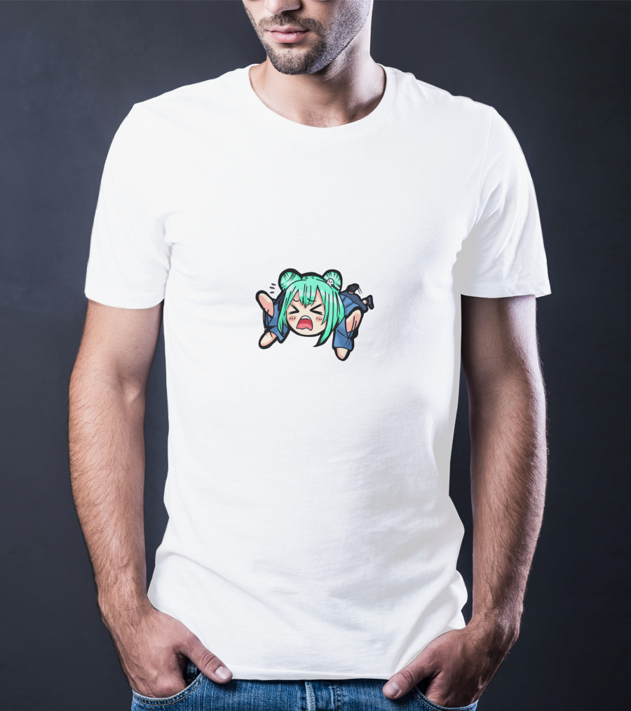 Hololive Green-Haired Anime Character Crying Chibi T-Shirt