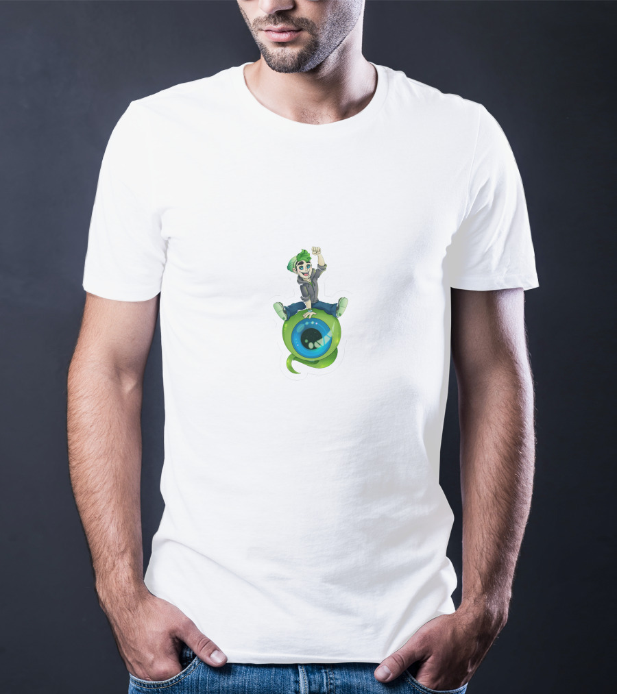 Jacksepticeye Character Riding Green Eye With Green Hair T-Shirt