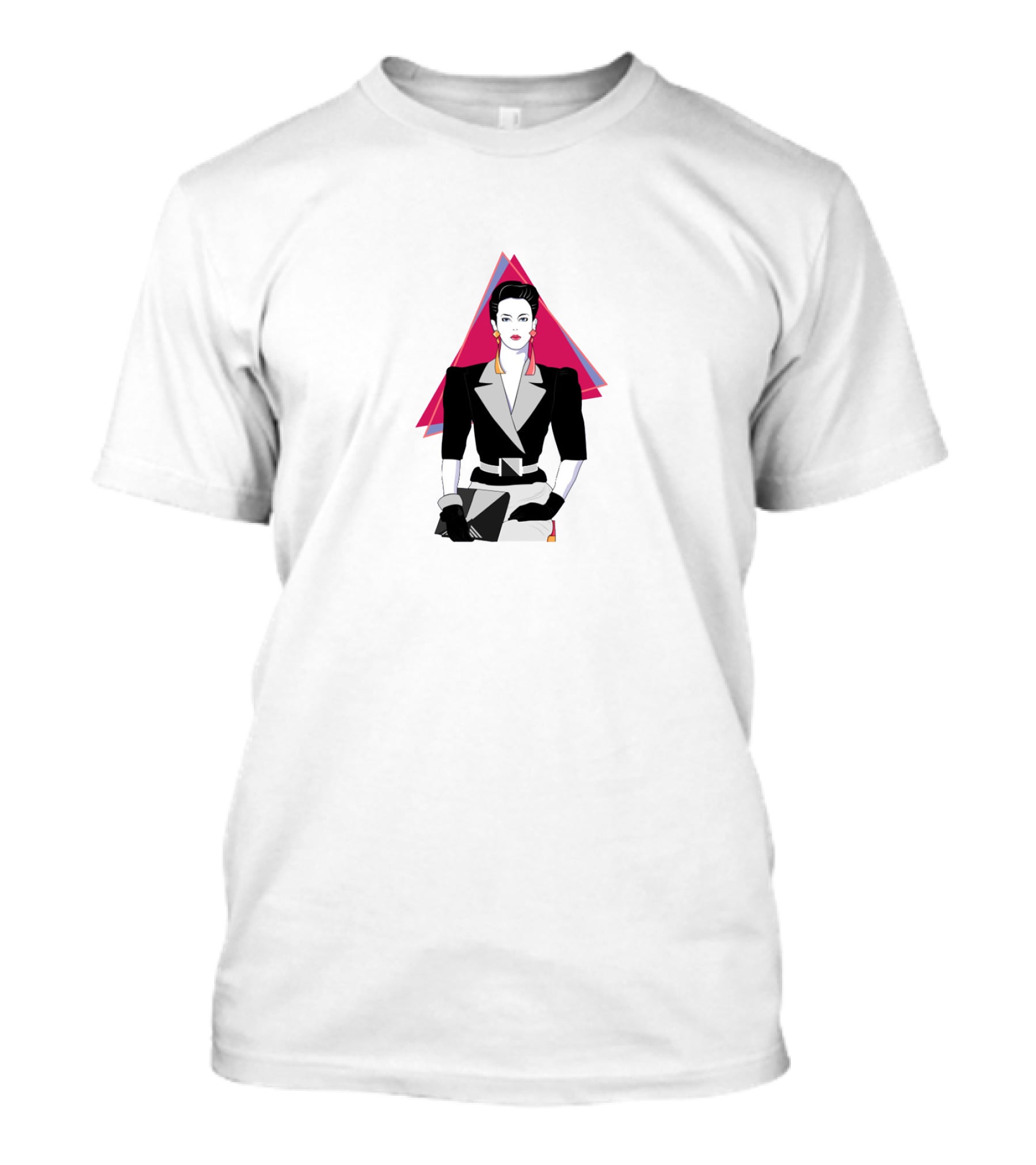 Office Retro Style Black And White Suit Triangular Background T-Shirt