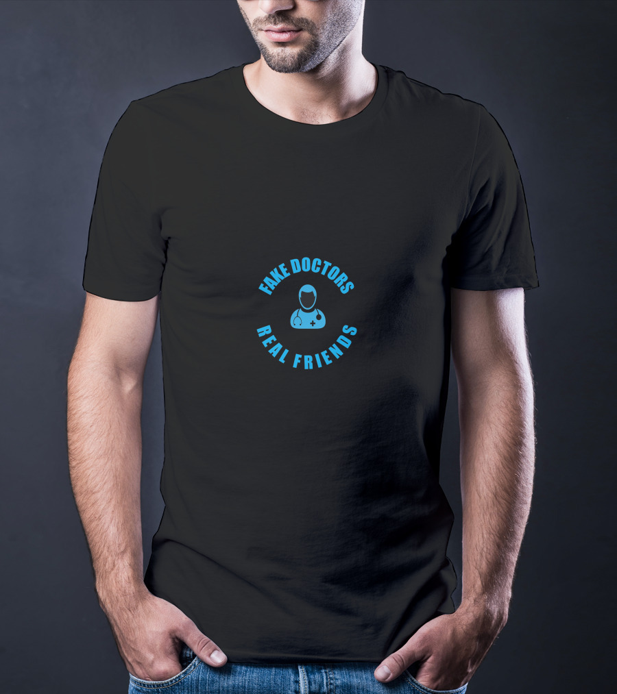 Fake Doctors Real Friends Podcast Logo Blue T-Shirt