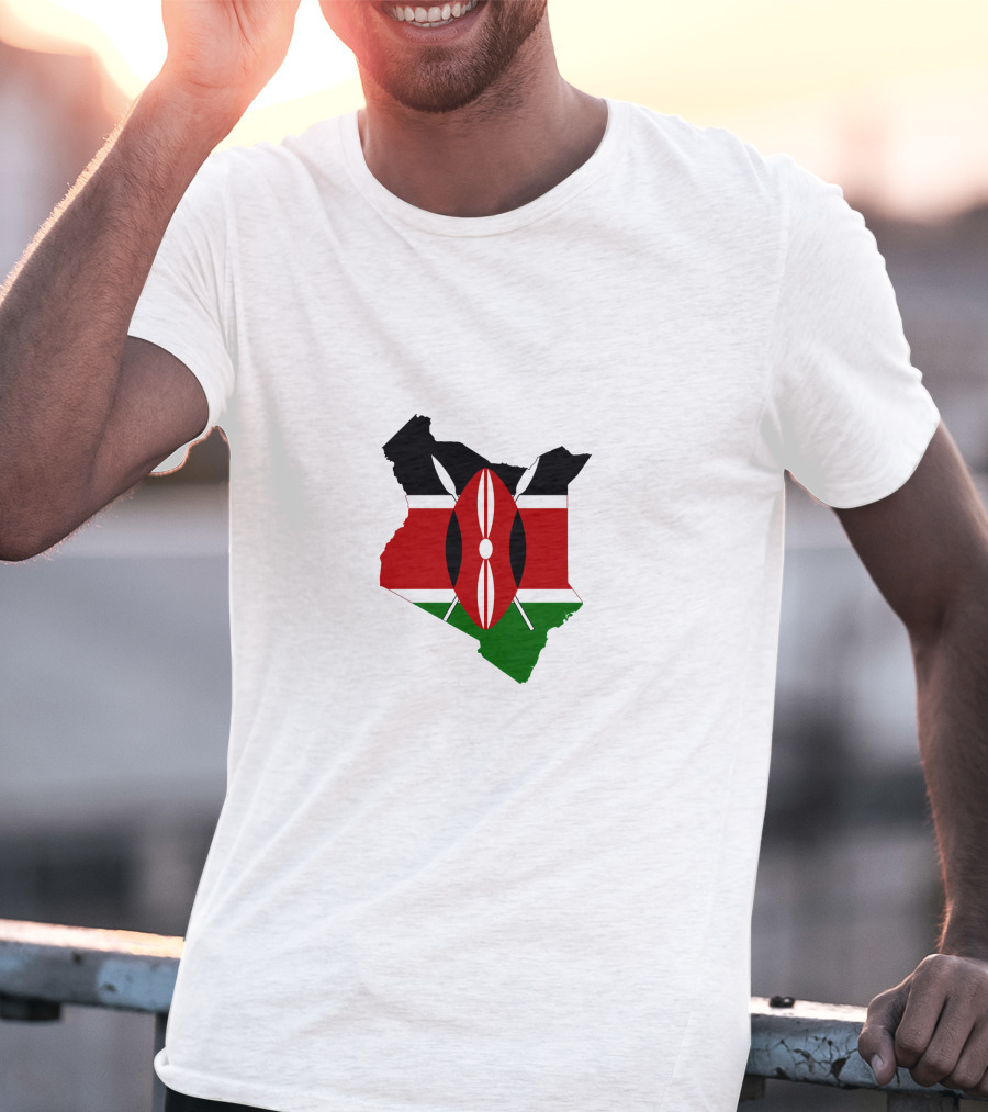 Kenya Flag Map Emblem Badge T-Shirt