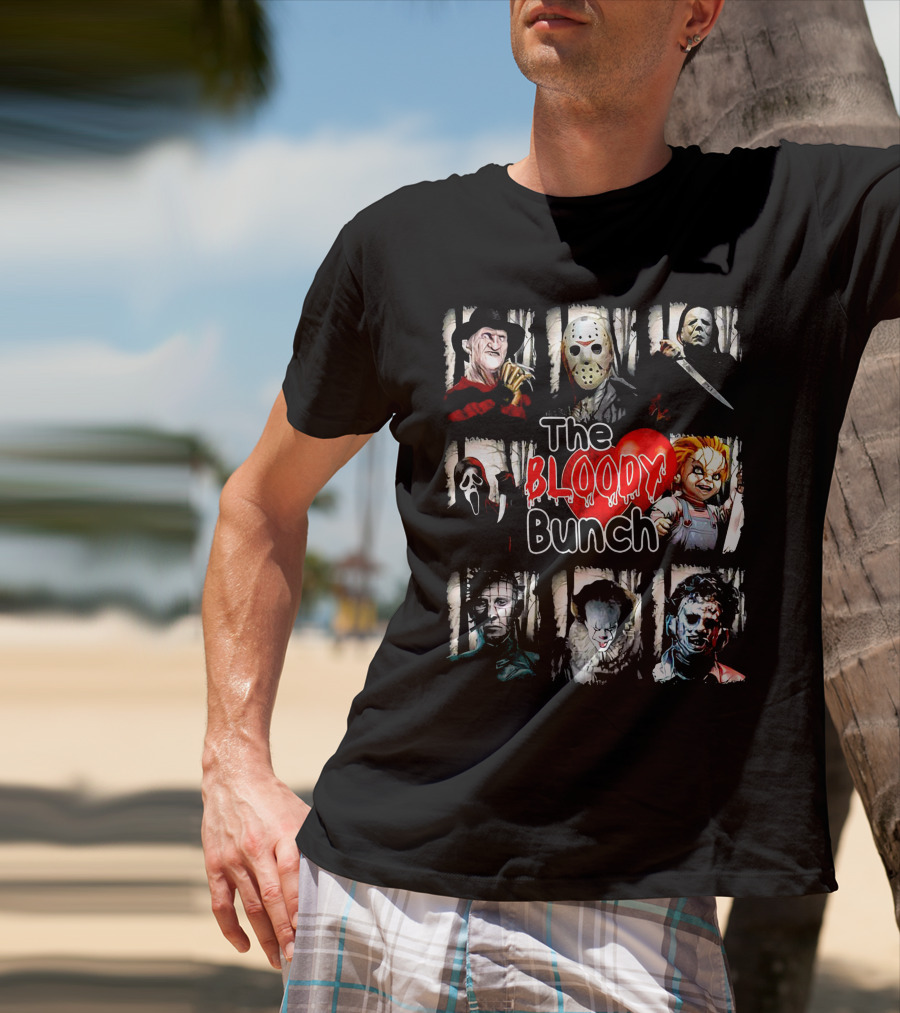 The Bloody Bunch Freddy Jason Michael Ghostface Chucky Pinhead Pennywise Leatherface T-Shirt