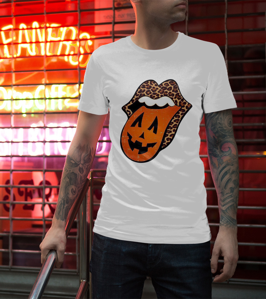 Rolling Pumpkin Leopard Tongue Jack-O'-Lantern T-Shirt