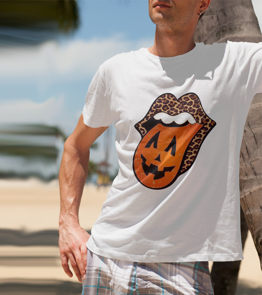 Rolling Pumpkin Leopard Tongue Jack-O'-Lantern T-Shirt