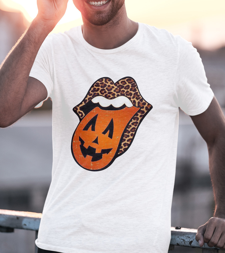 Rolling Pumpkin Leopard Tongue Jack-O'-Lantern T-Shirt