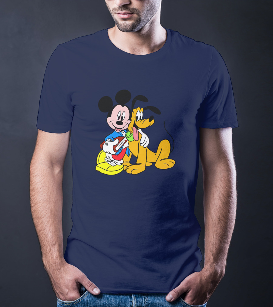 Mickey And Friends Mickey And Pluto Hugging Classic Cartoon T-Shirt