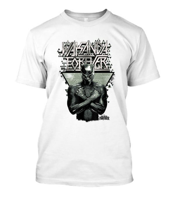 Wakanda Forever Black Panther Marvel Prism Patterned T-Shirt