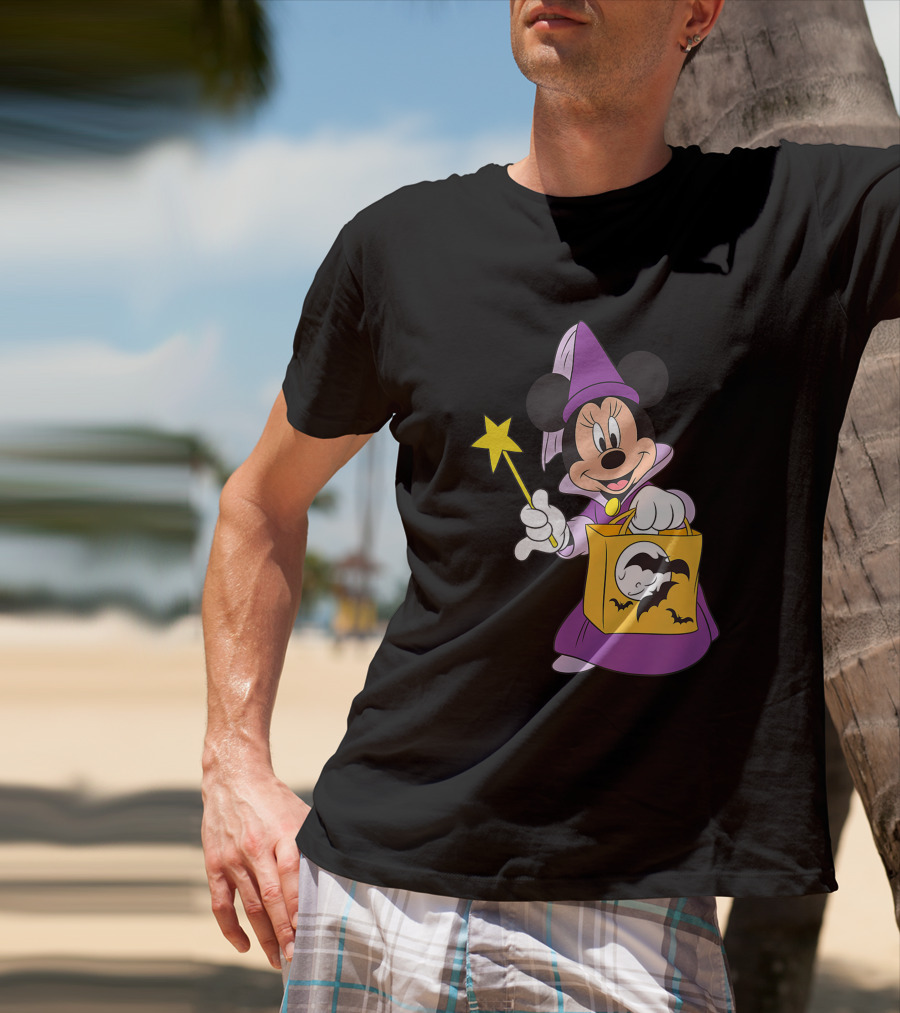 Disney Halloween Minnie Mouse Witch Costume With Magic Wand And Trick-or-Treat Bag T-Shirt