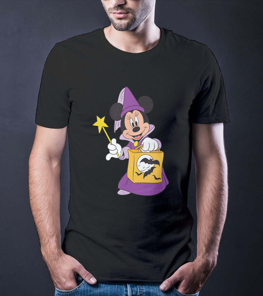 Disney Halloween Minnie Mouse Witch Costume With Magic Wand And Trick-or-Treat Bag T-Shirt