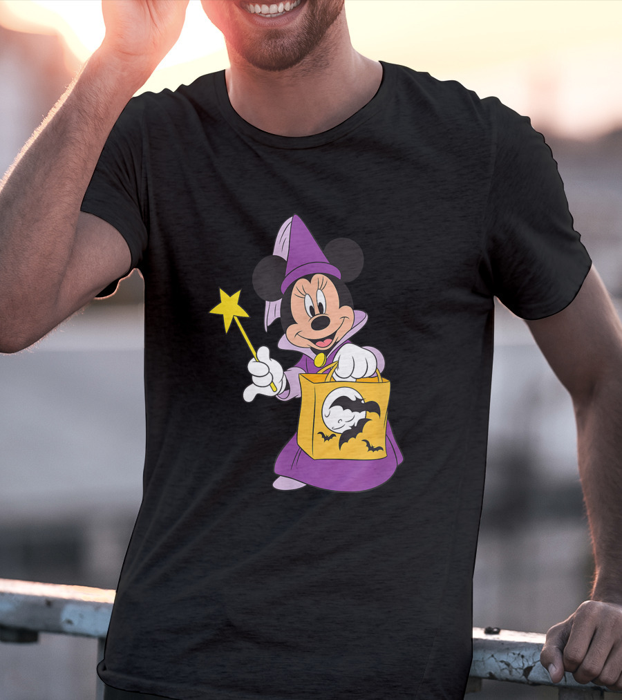 Disney Halloween Minnie Mouse Witch Costume With Magic Wand And Trick-or-Treat Bag T-Shirt