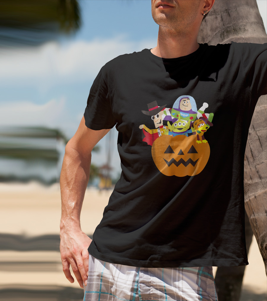 Disney Pixar Toy Story Characters In Halloween Pumpkin Costume T-Shirt