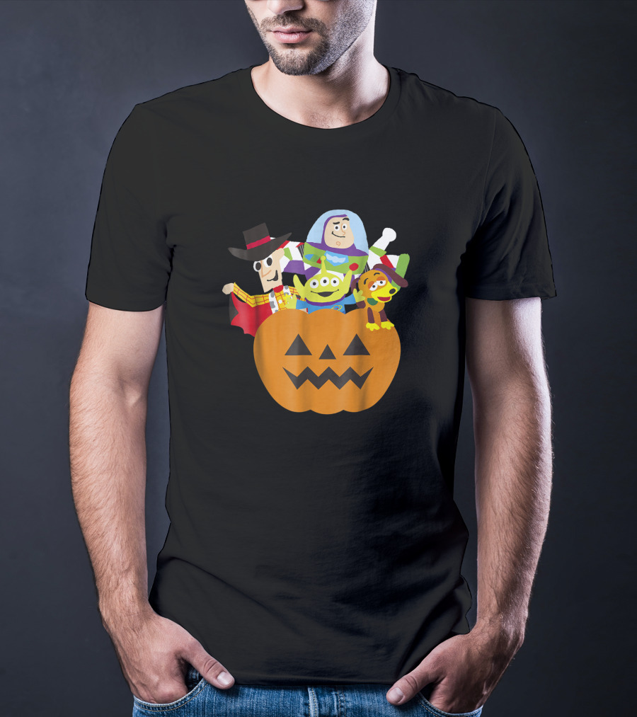 Disney Pixar Toy Story Characters In Halloween Pumpkin Costume T-Shirt