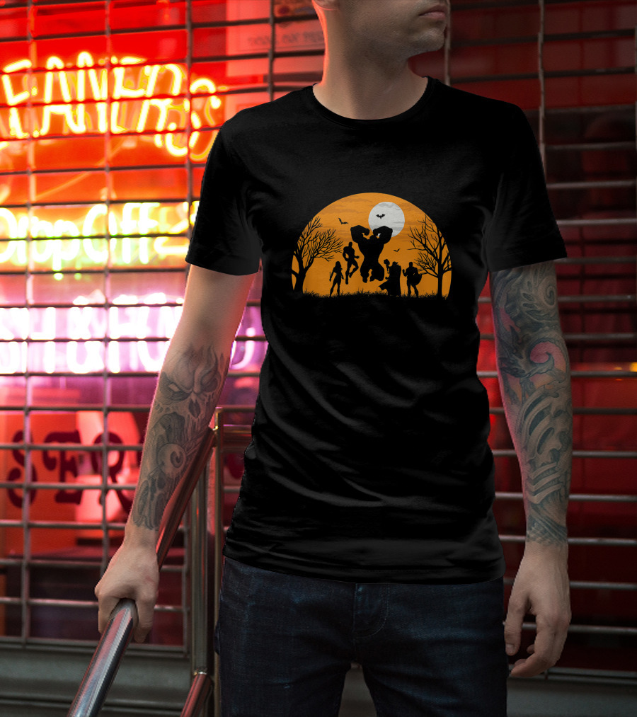 Marvel Avengers Halloween Silhouette Moon Scene T-Shirt
