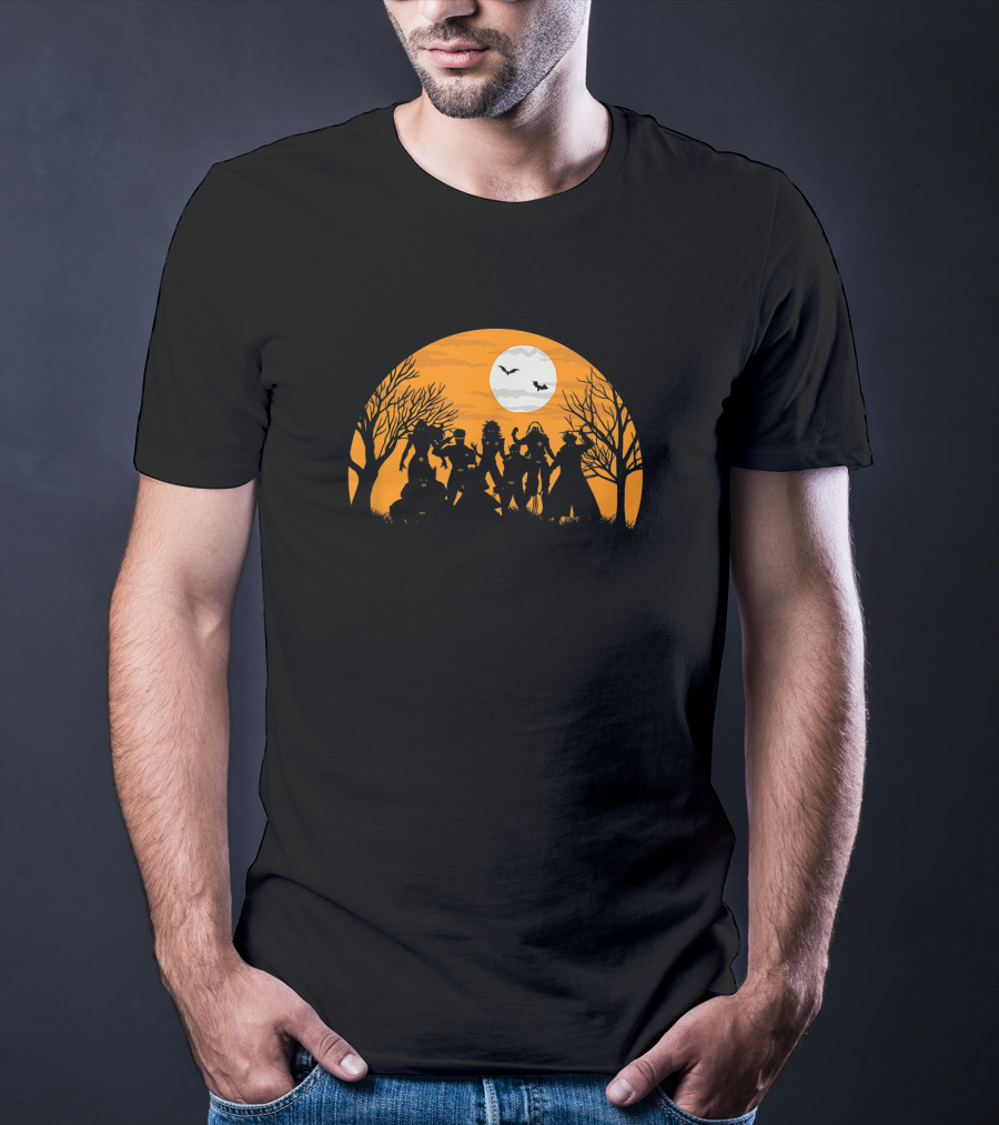 Marvel X Halloween Silhouettes Full Moon Bats T-Shirt