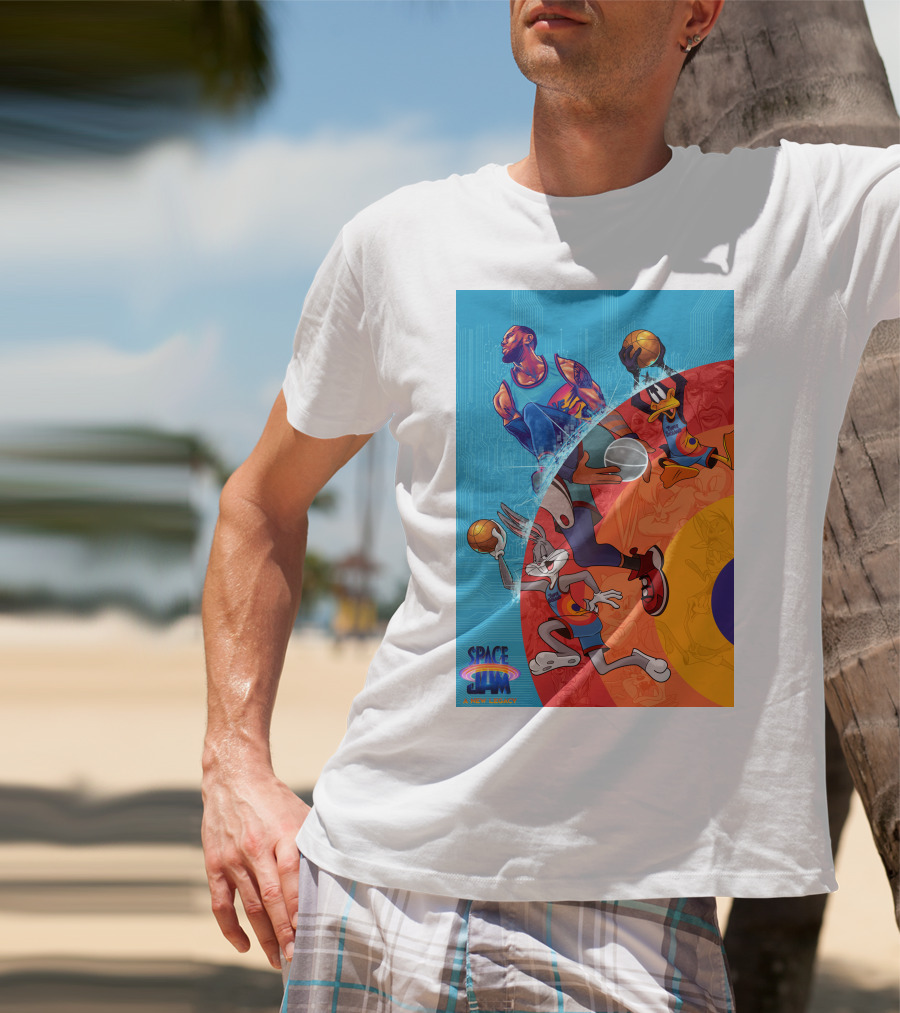 Space Jam A New Legacy Lebron James Bugs Bunny Daffy Duck Basketball Action T-Shirt