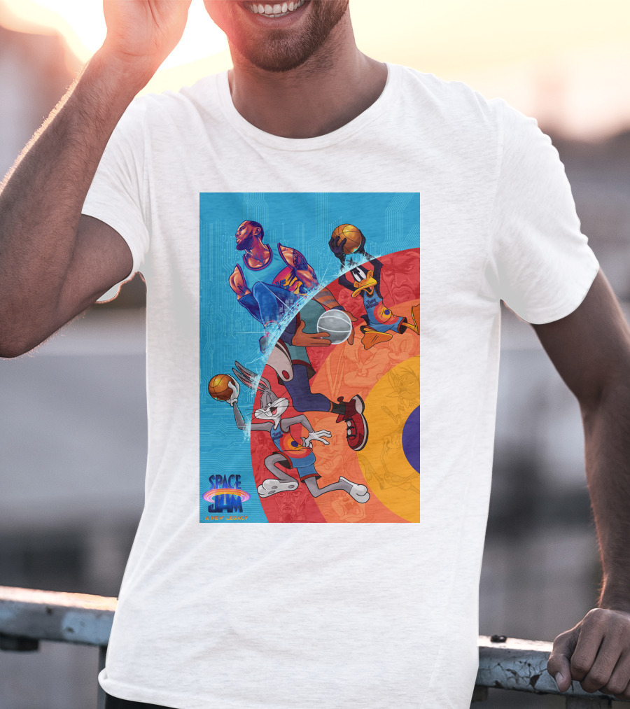 Space Jam A New Legacy Lebron James Bugs Bunny Daffy Duck Basketball Action T-Shirt