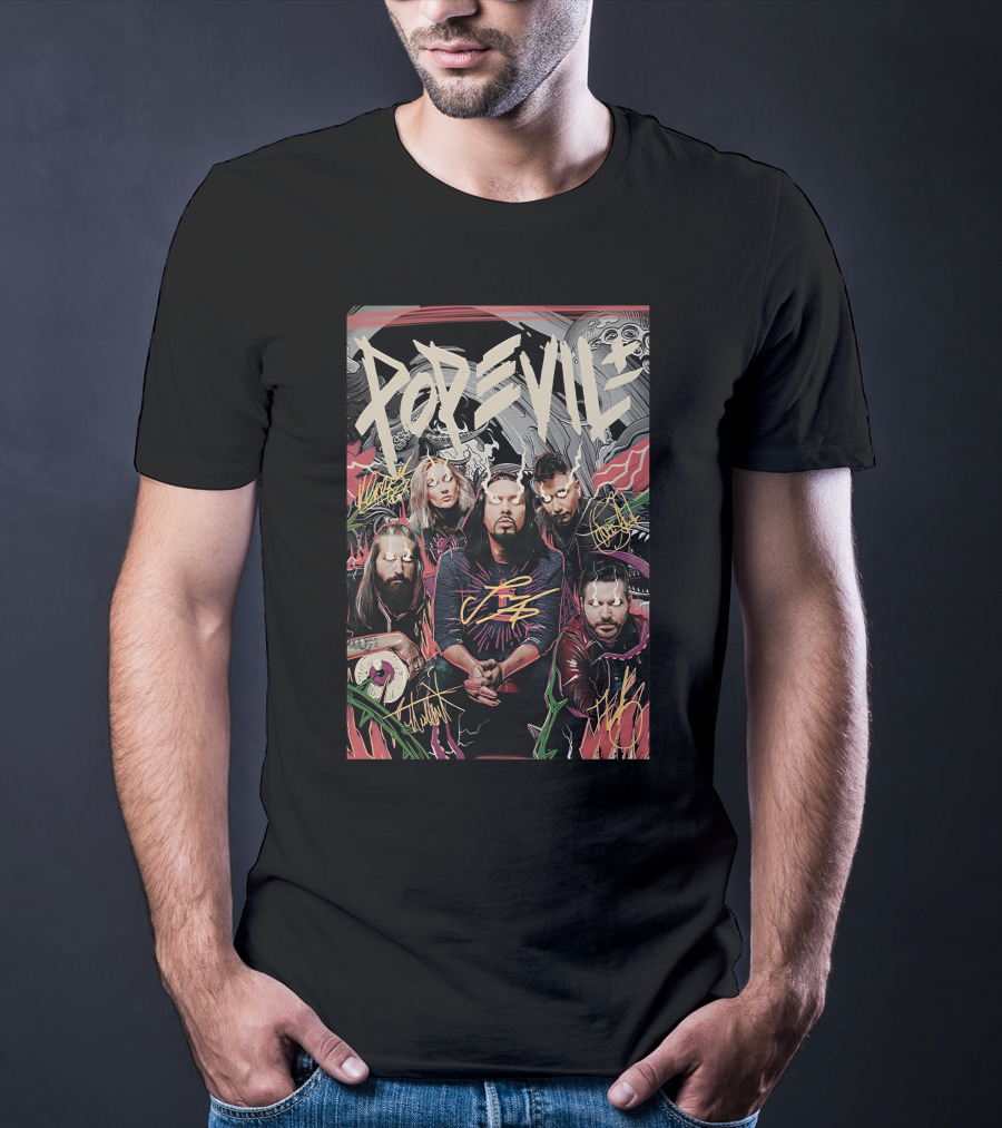 Pop Evil Band Signatures Comic T-Shirt