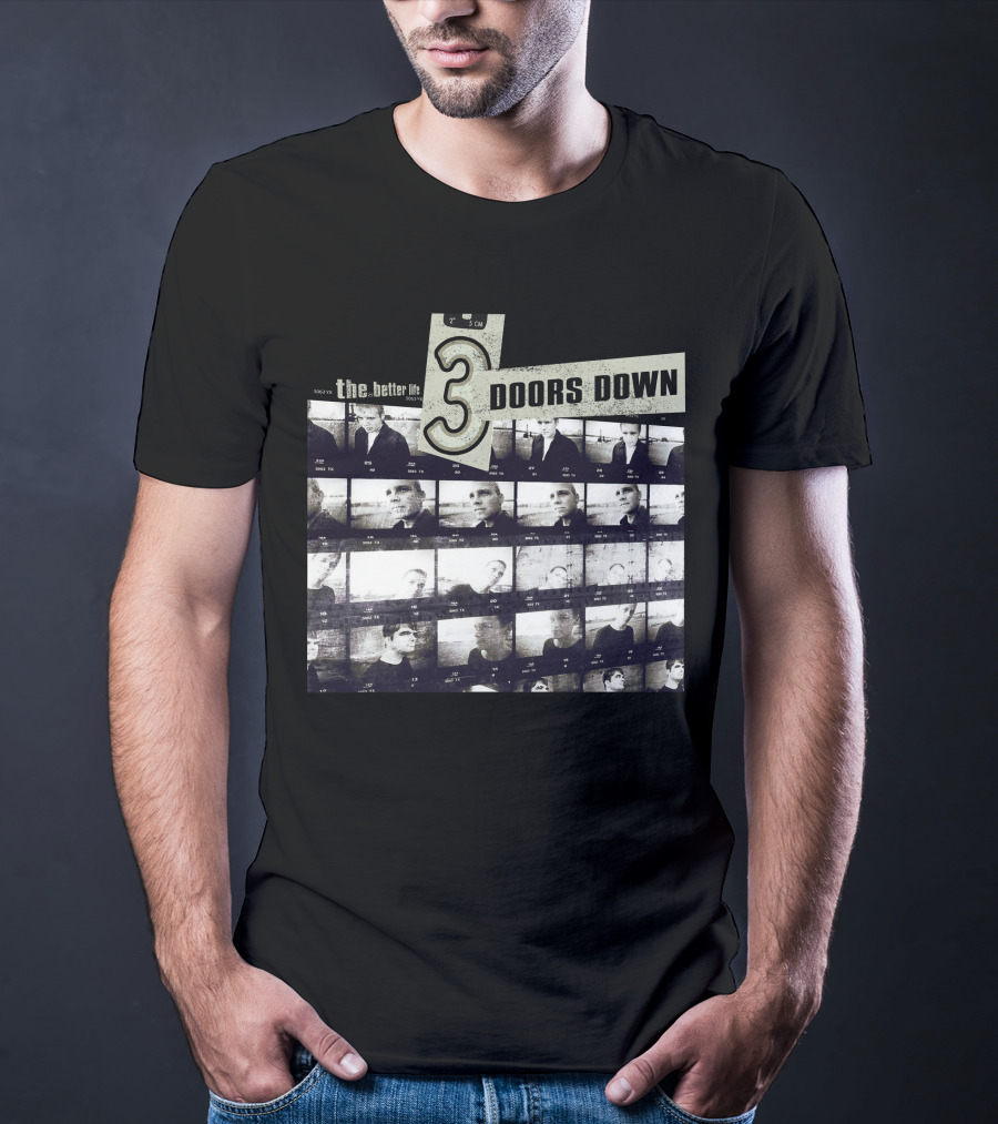 3 Doors Down The Better Life Album Cover Black And White Photographic Collage T-Shirt