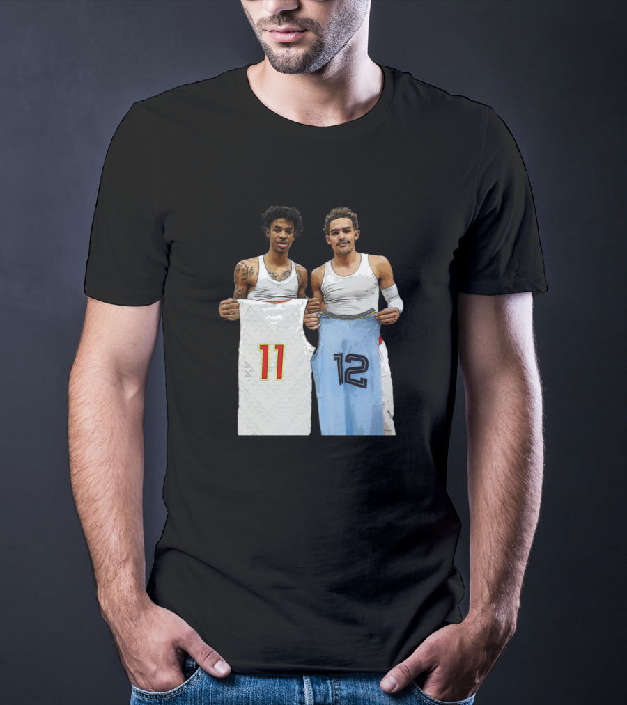 Trae Young Ja Morant Holding 11 12 Jerseys Funny Basketball Duo T-Shirt