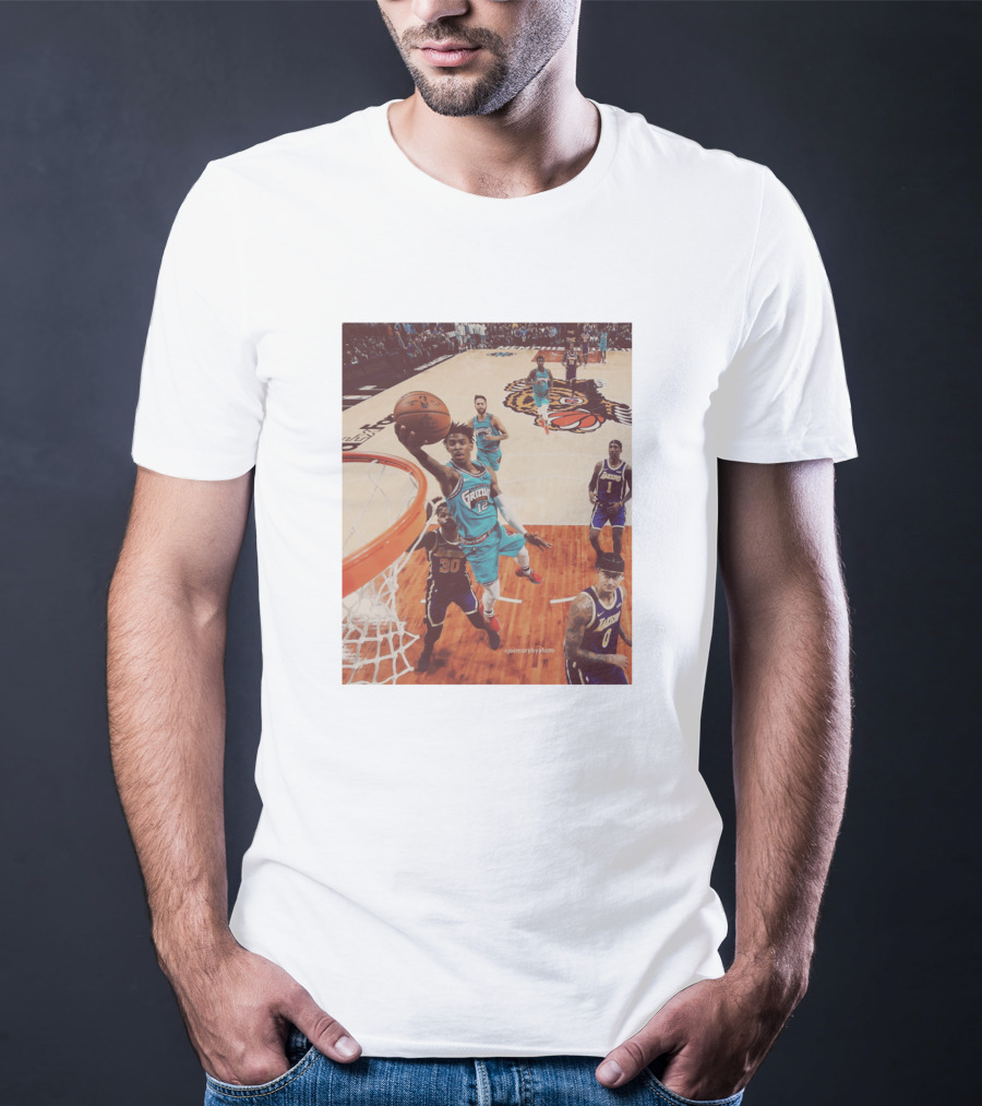 Ja Morant Funny Slam Dunk Basketball Action T-Shirt