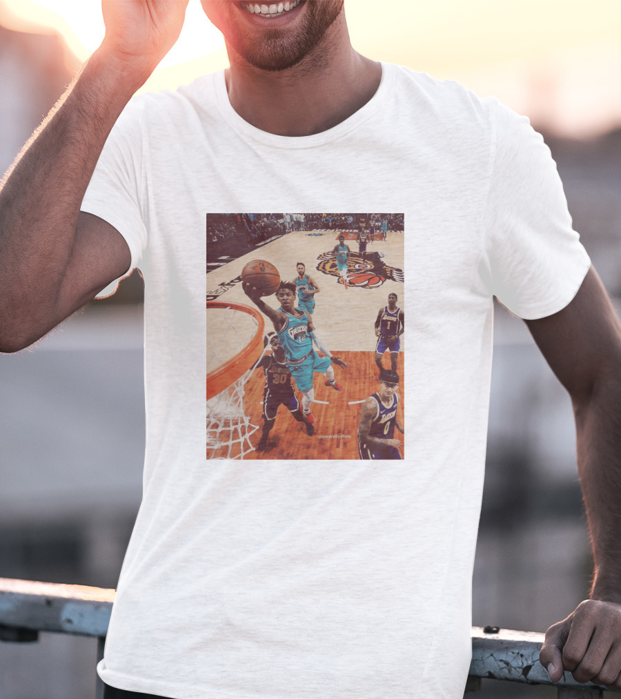 Ja Morant Funny Slam Dunk Basketball Action T-Shirt