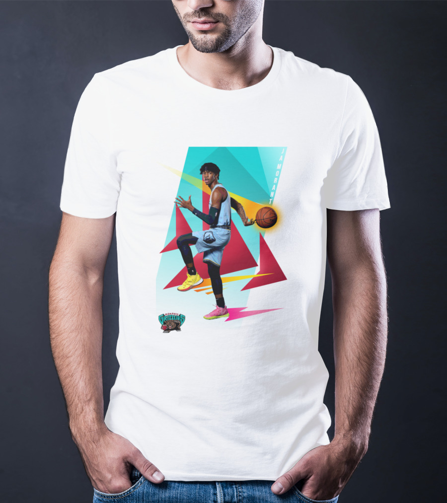 Ja Morant Memphis Grizzlies Retro Vibe Basketball Action T-Shirt