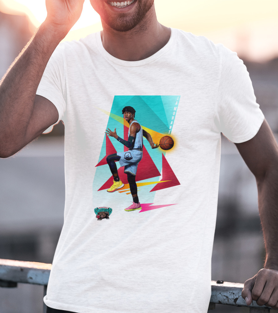 Ja Morant Memphis Grizzlies Retro Vibe Basketball Action T-Shirt