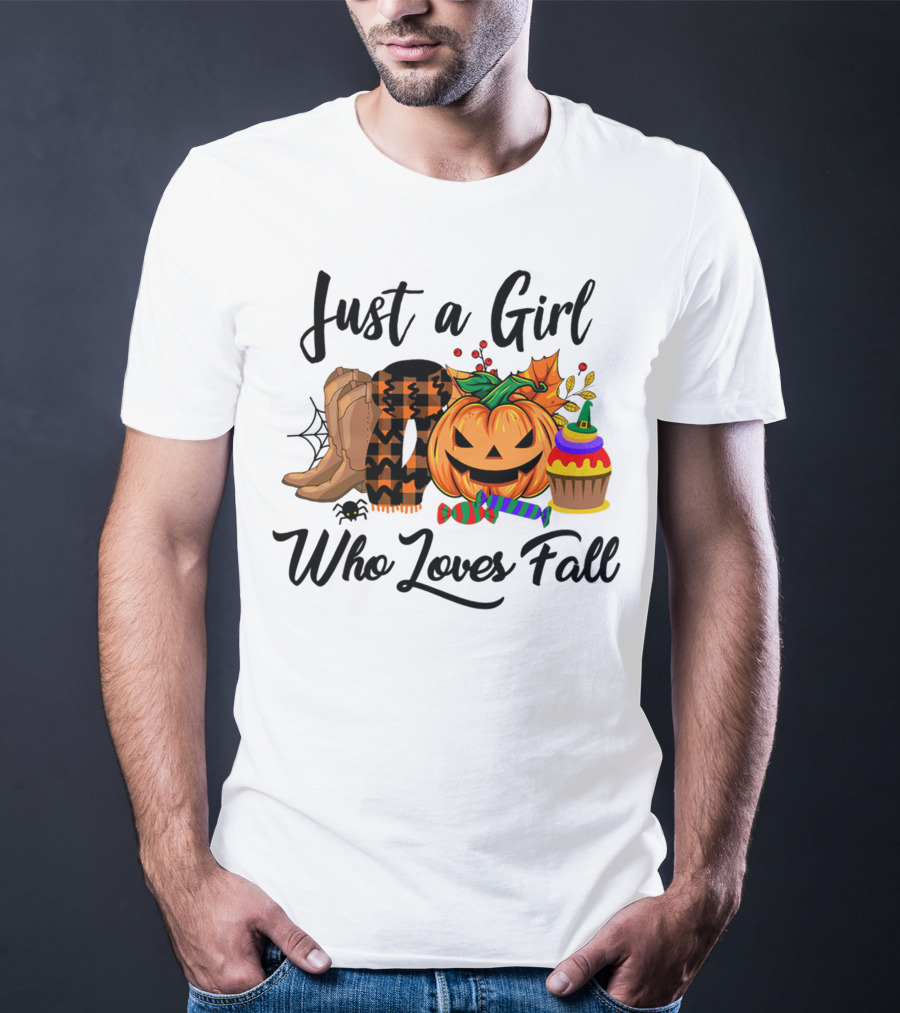 Just A Girl Who Loves Fall With Pumpkin And Boots T-Shirt