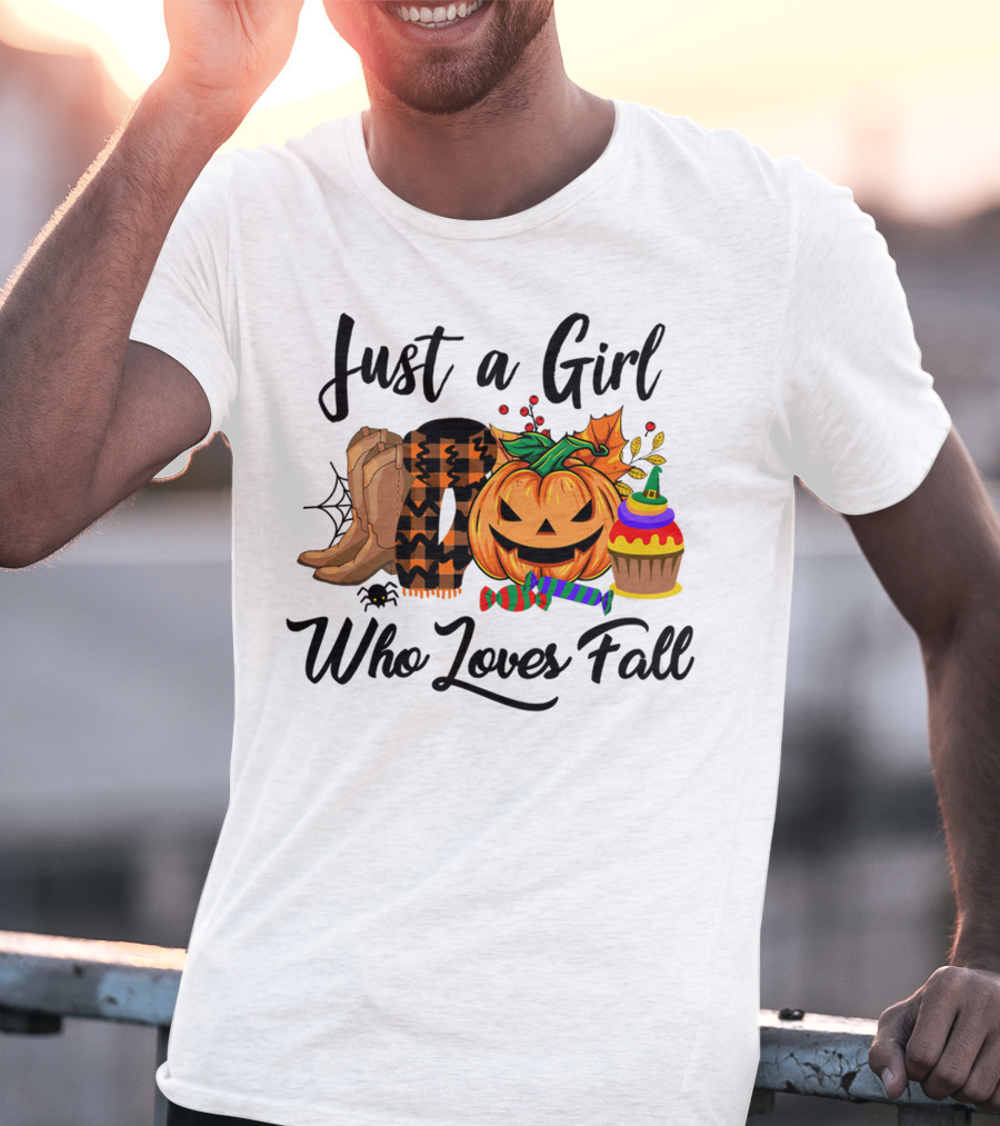 Just A Girl Who Loves Fall With Pumpkin And Boots T-Shirt
