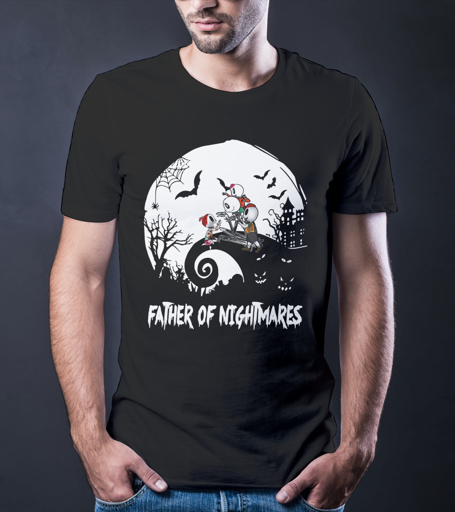 Father Of Nightmares Halloween Skeletons Spooky Scene T-Shirt