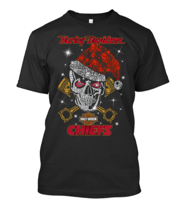 Harley Davidson Kansas City Chiefs Skull Santa Hat T-Shirt