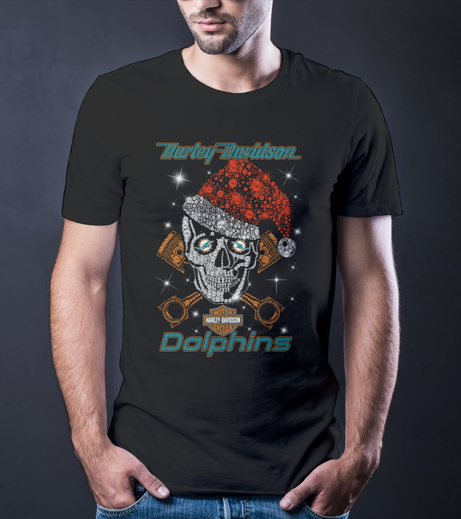 Harley Davidson Dolphins Santa Skull Artwork T-Shirt