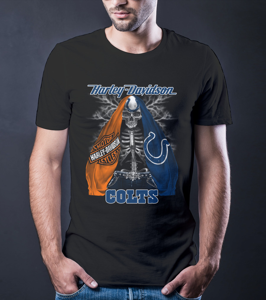 Harley Davidson Motorcycles Skull Indianapolis Colts T-Shirt
