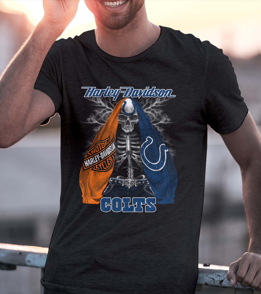 Harley Davidson Motorcycles Skull Indianapolis Colts T-Shirt