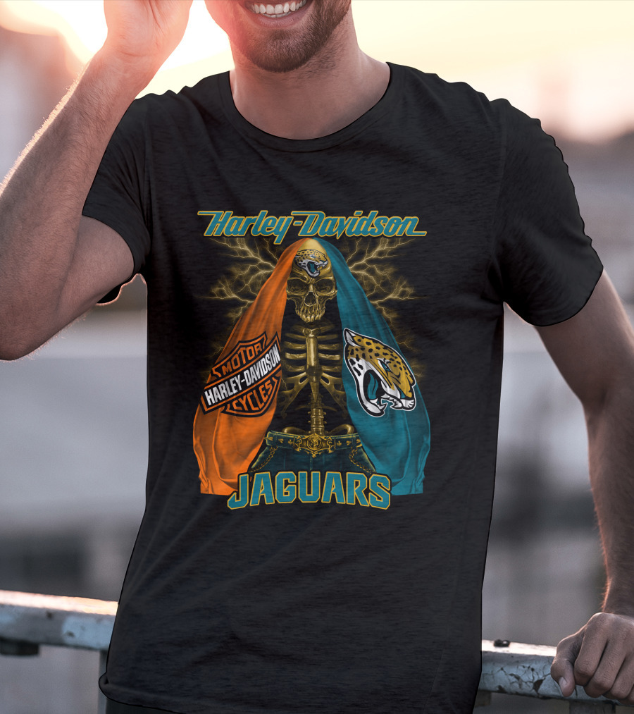 Harley Davidson Motorcycles Skull Jacksonville Jaguars T-Shirt