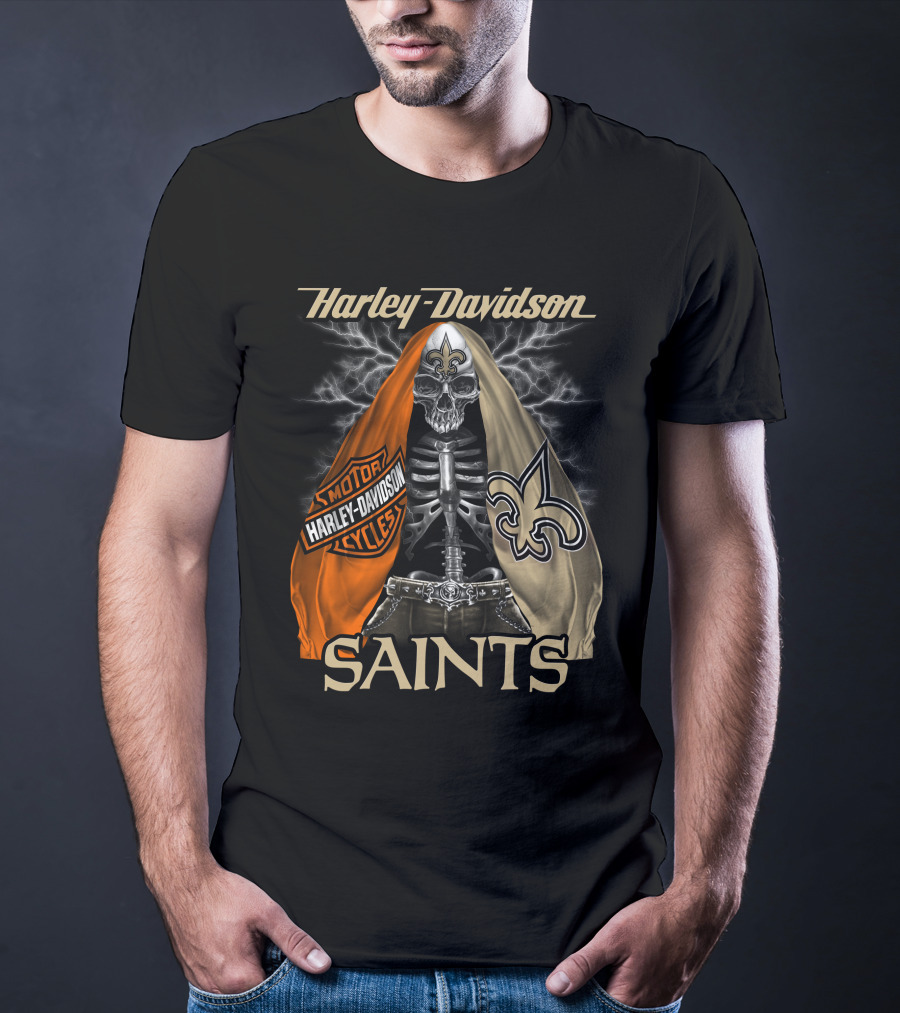 Harley Davidson Motorcycles New Orleans Saints T-Shirt