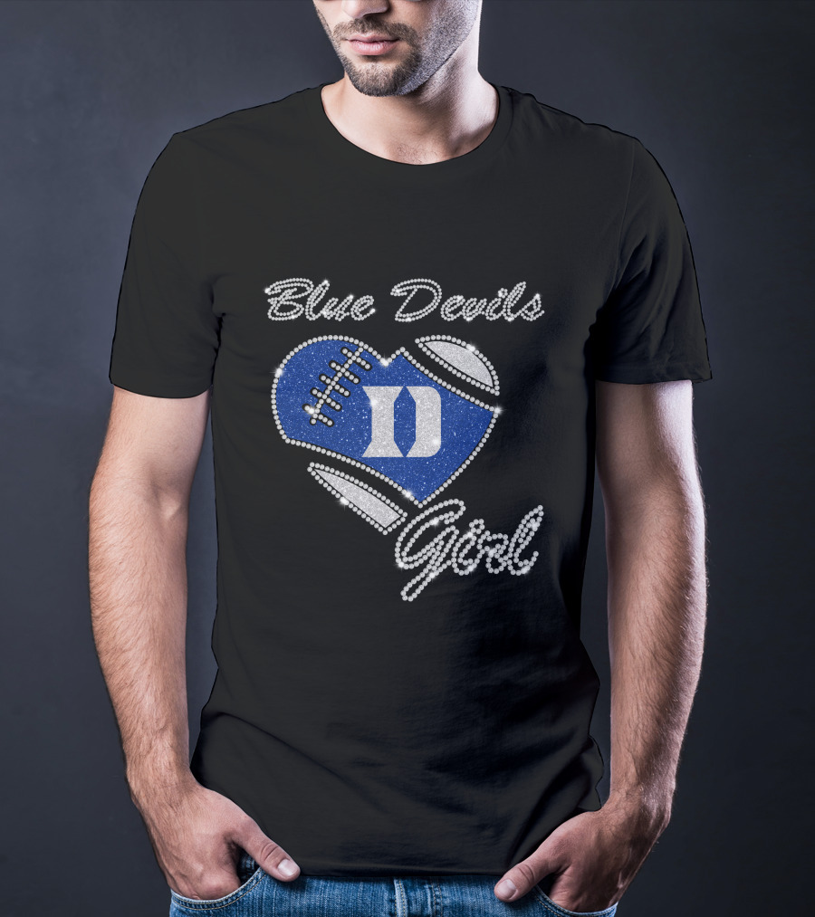 Blue Devils Girl D Football Heart T-Shirt