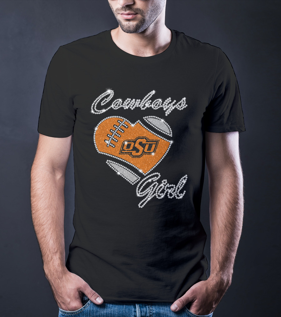 Cowboys Girl Osu Oklahoma State Football Heart T-Shirt
