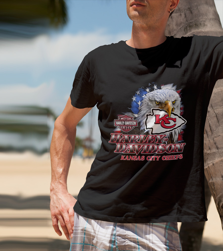 Harley Davidson Kansas City Chiefs Eagle Motorcycle Cycles T-Shirt