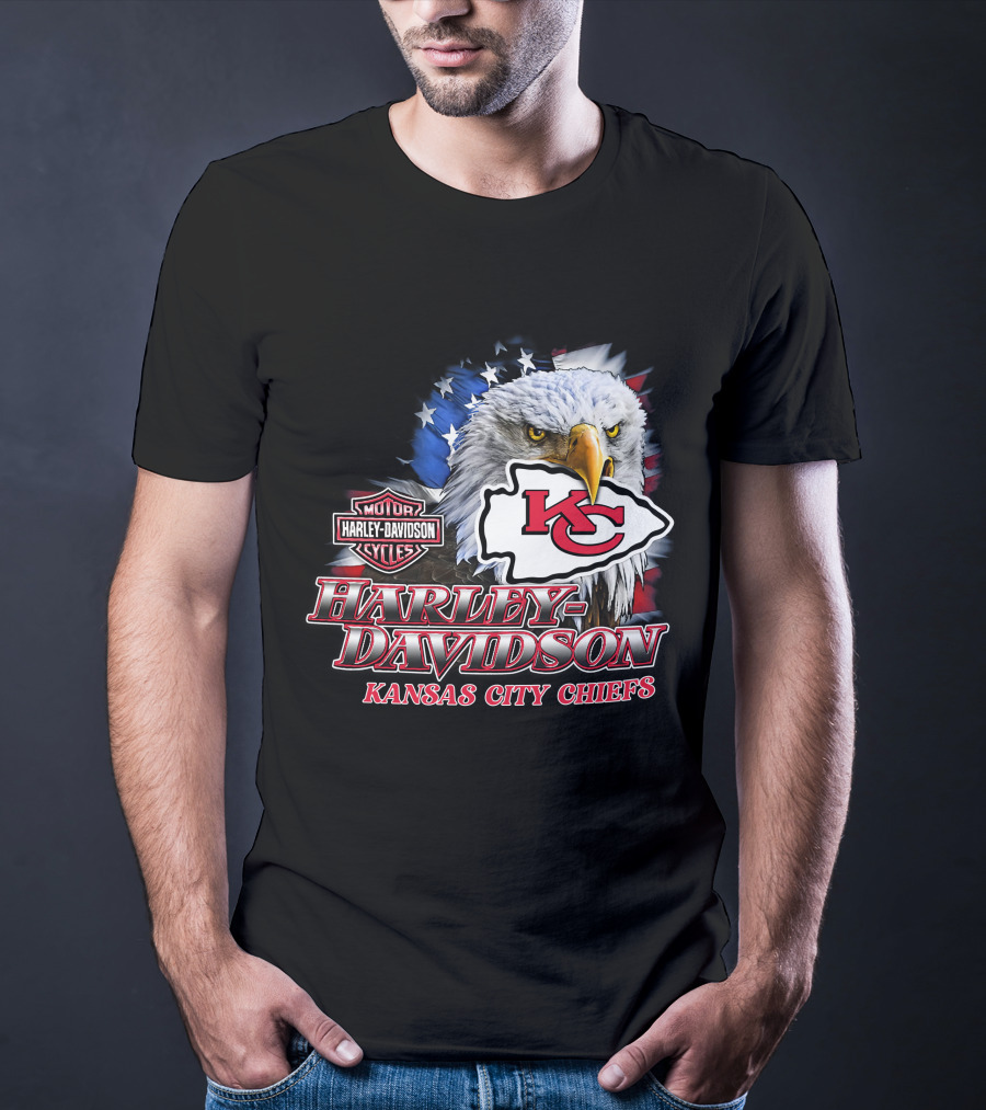 Harley Davidson Kansas City Chiefs Eagle Motorcycle Cycles T-Shirt