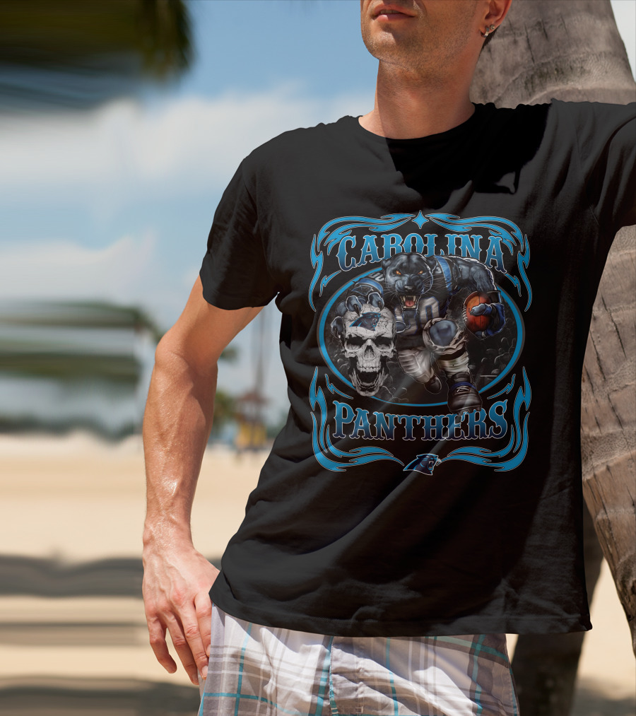 Carolina Panthers Football Panther Skull T-Shirt