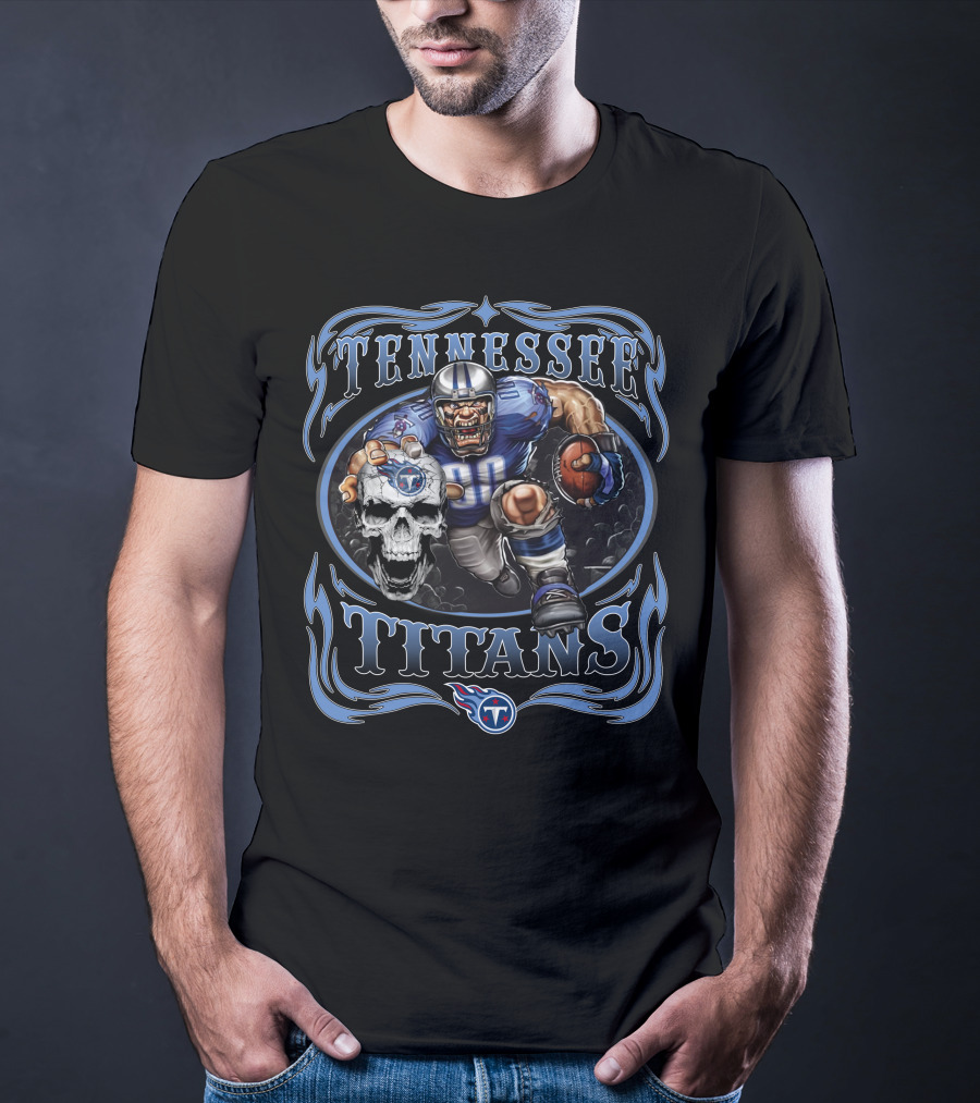 Tennessee Titans Football Warrior With Skull And Team T-Shirt