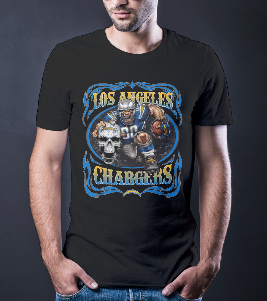 Los Angeles Chargers Football Warrior Skull T-Shirt