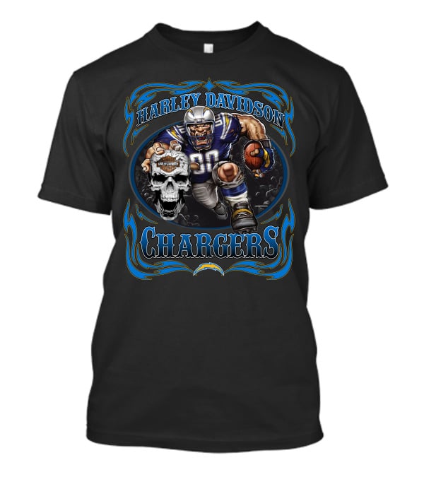 Harley Davidson Los Angeles Chargers Football Skull T-Shirt