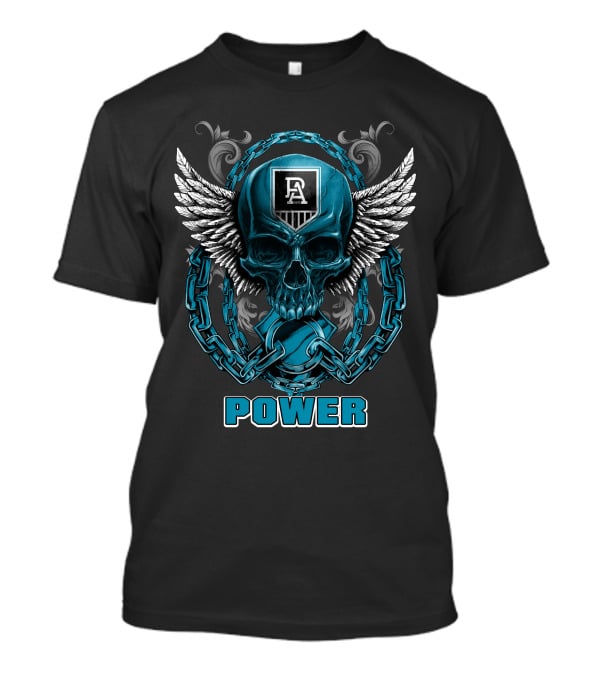 Port Adelaide Power Skull With Chains And Wings T-Shirt
