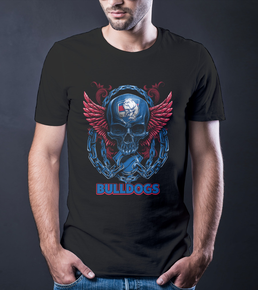 Bulldogs Skull With Winged Chain And Emblem T-Shirt